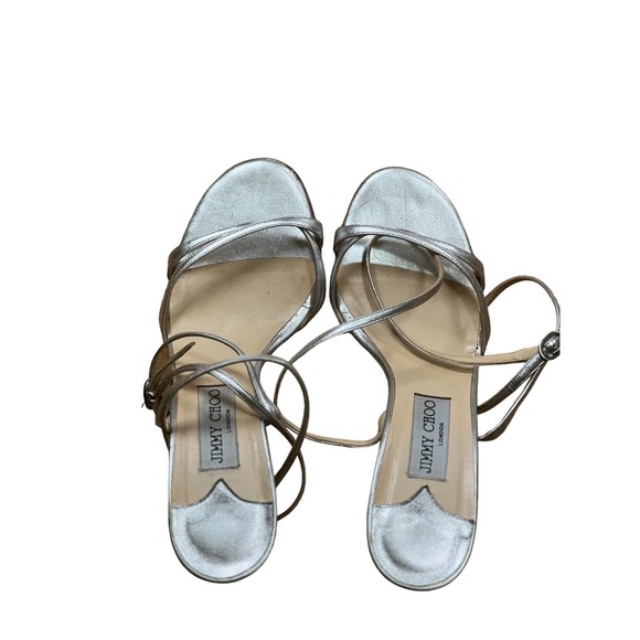 Jimmy Choo’s Strappy Stiletto. Vintage Early 2000’s. Silver size 7. 🤍❤️‍🔥 - Picture 5 of 14